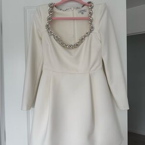 Nadine Merabi Kimberly Rhinestone Long Sleeve Mini Dress